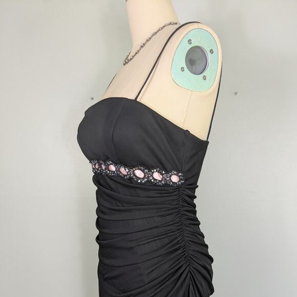 Betsy Adam Prom Dress Maxi Gown 14 Black Pink Vintage Y2K Fariy Goth Ruffle Glam - Picture 3 of 15